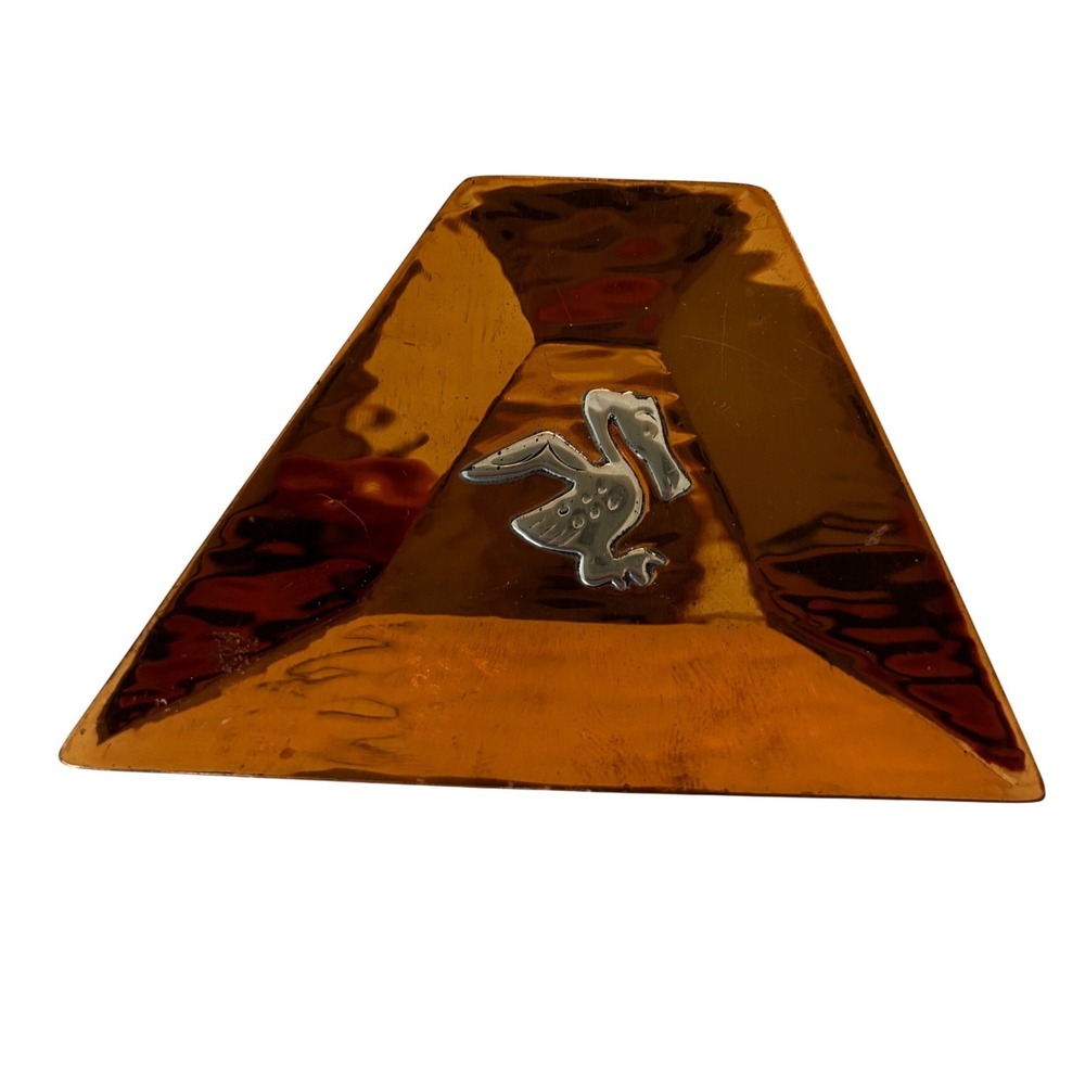Vintage Vichy Peru Trinket Dish Copper Sterling Silver‎ 925 Pelican MCM